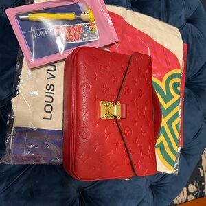 Louis Vuitton Red Metis Crossbody Bag with Gold Accents